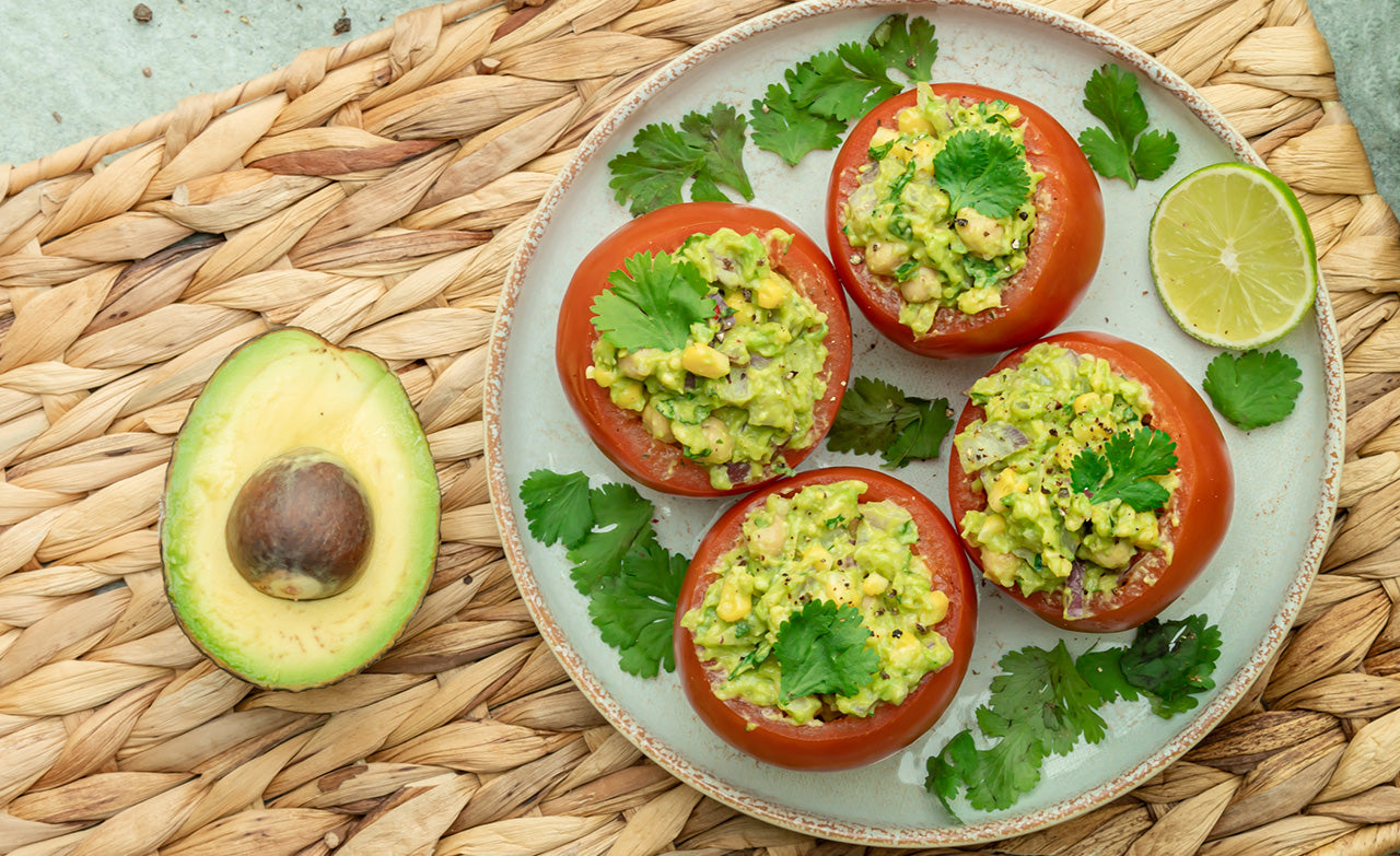 Delicious avocado stuffed tomatoes
