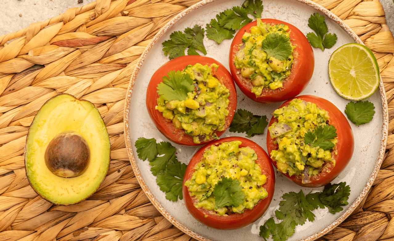 Avocado Stuffed Tomatoes with Green Goddess Dressing