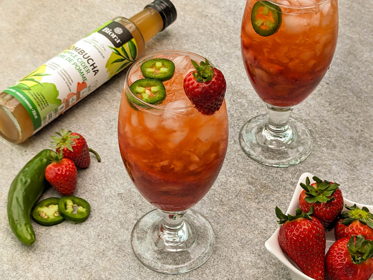 Strawberry Jalapeño Drink with Kombucha Apple Cider Vinegar Recipe