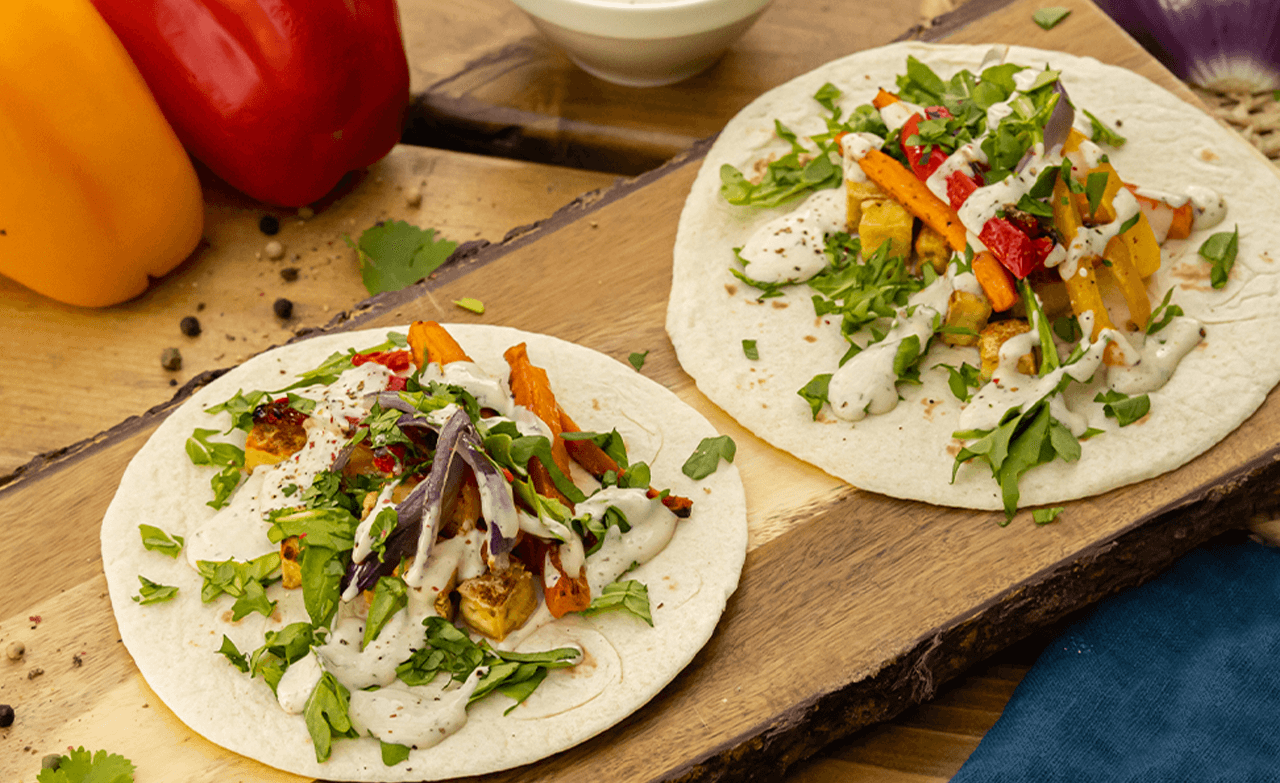 Tofu and Roasted Vegetable Pitas With Ranch Dressing