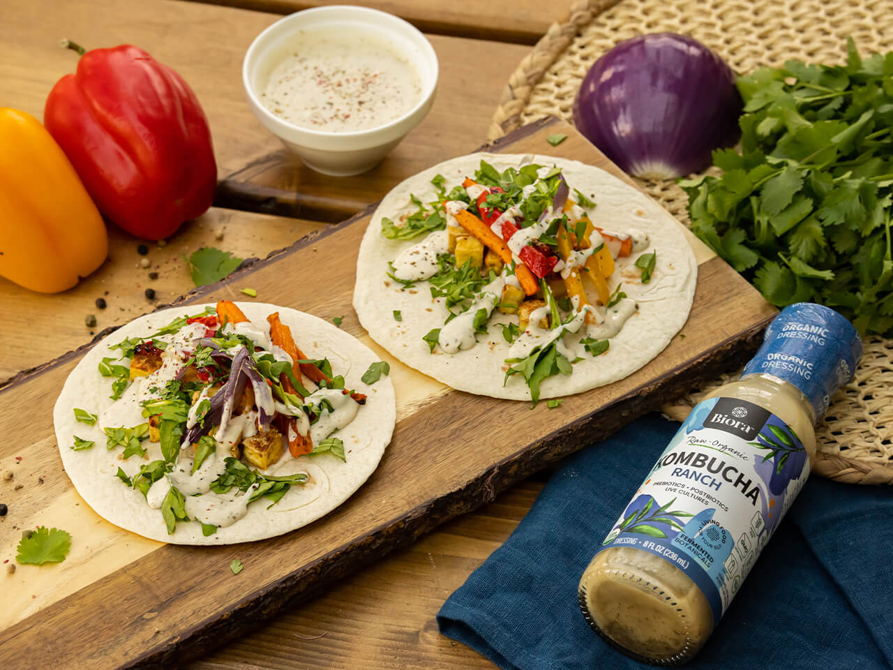 Tofu and Roasted Vegetable Pitas With Ranch Dressing