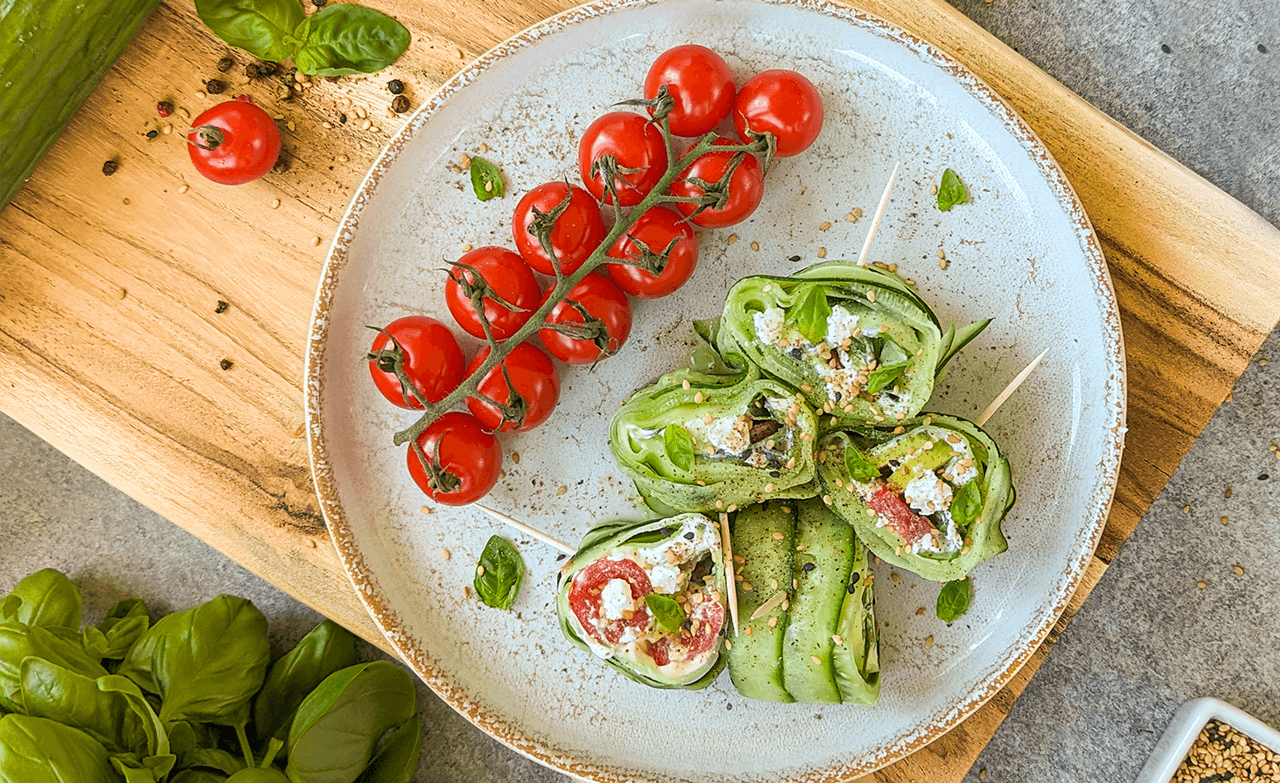 Avocado and Tofu Cucumber Rolls with Caesar Dressing Recipe