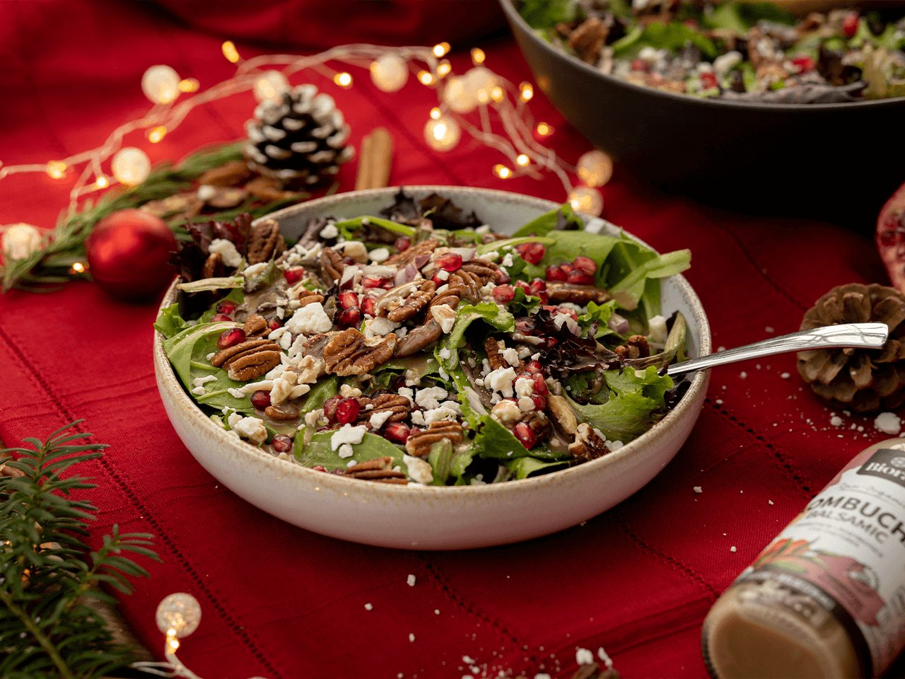 Pomegranate and Pecan Balsamic Christmas Salad